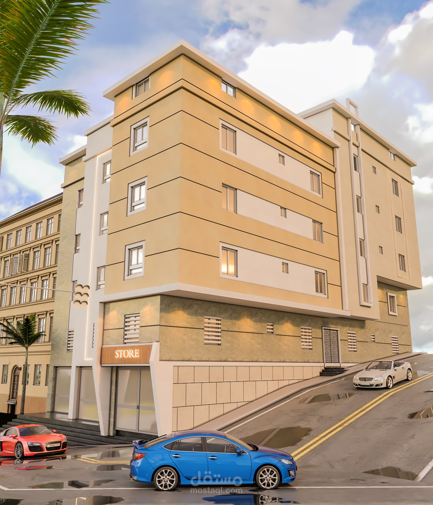 تصميم خارجي لواجهة مبنى سكنى قائم