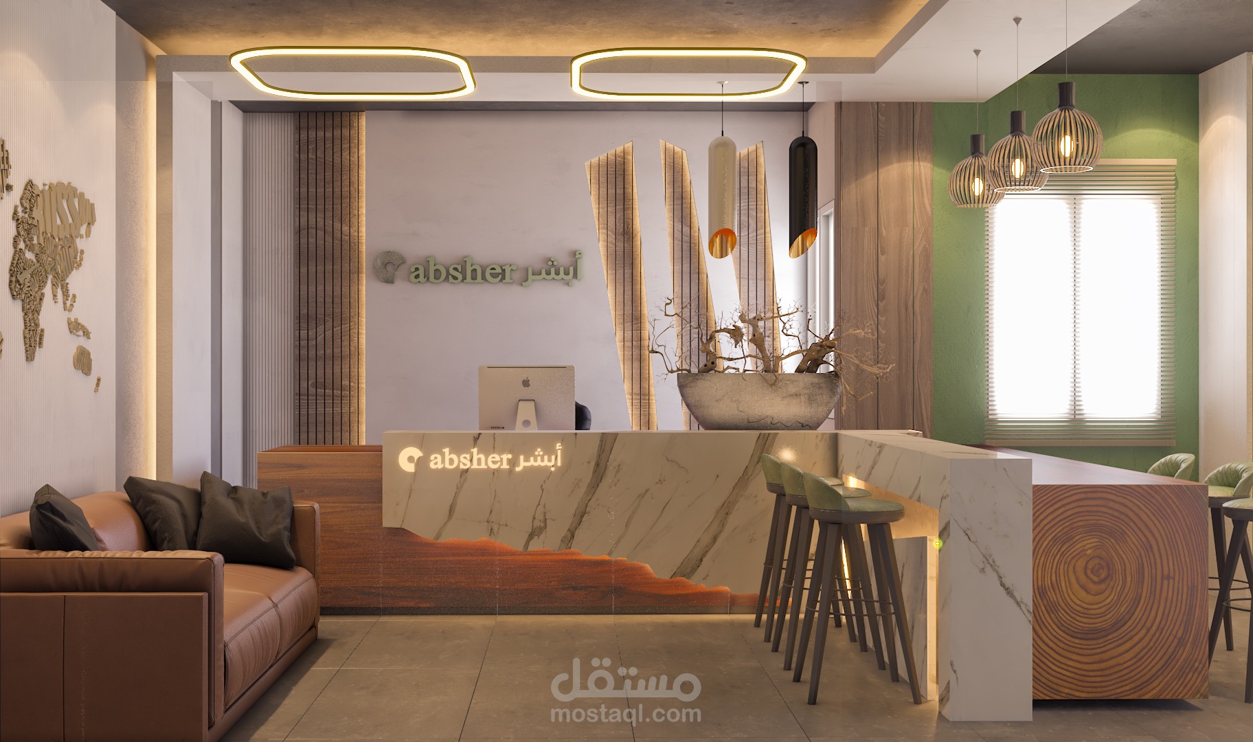 تصميم داخلى لإستقبال شركة متخصصة في الأعمال المحاسبة المالية والإدارية