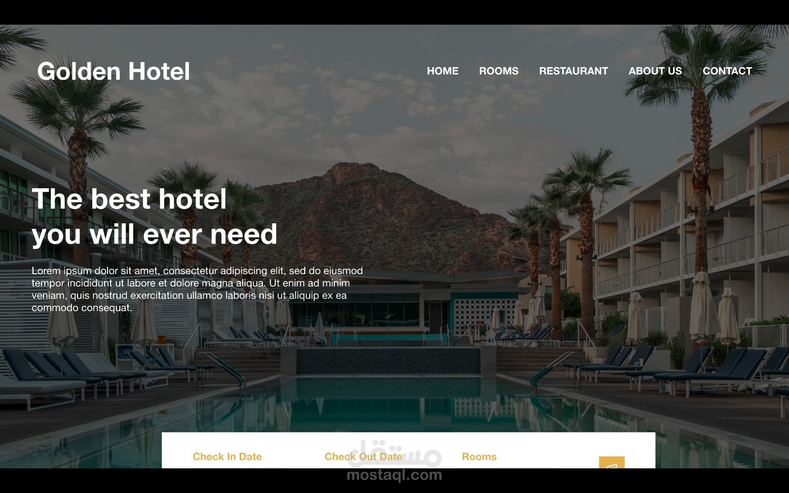 صفحة هبوط لموقع حجز فنادق