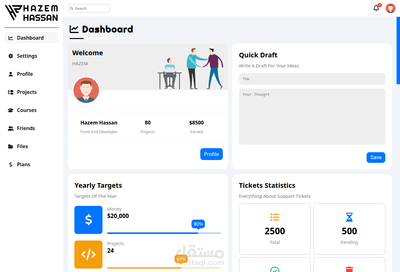 محاكاة لحساب شخصي على موقع ما، طورته باستخدام HTML و CSS