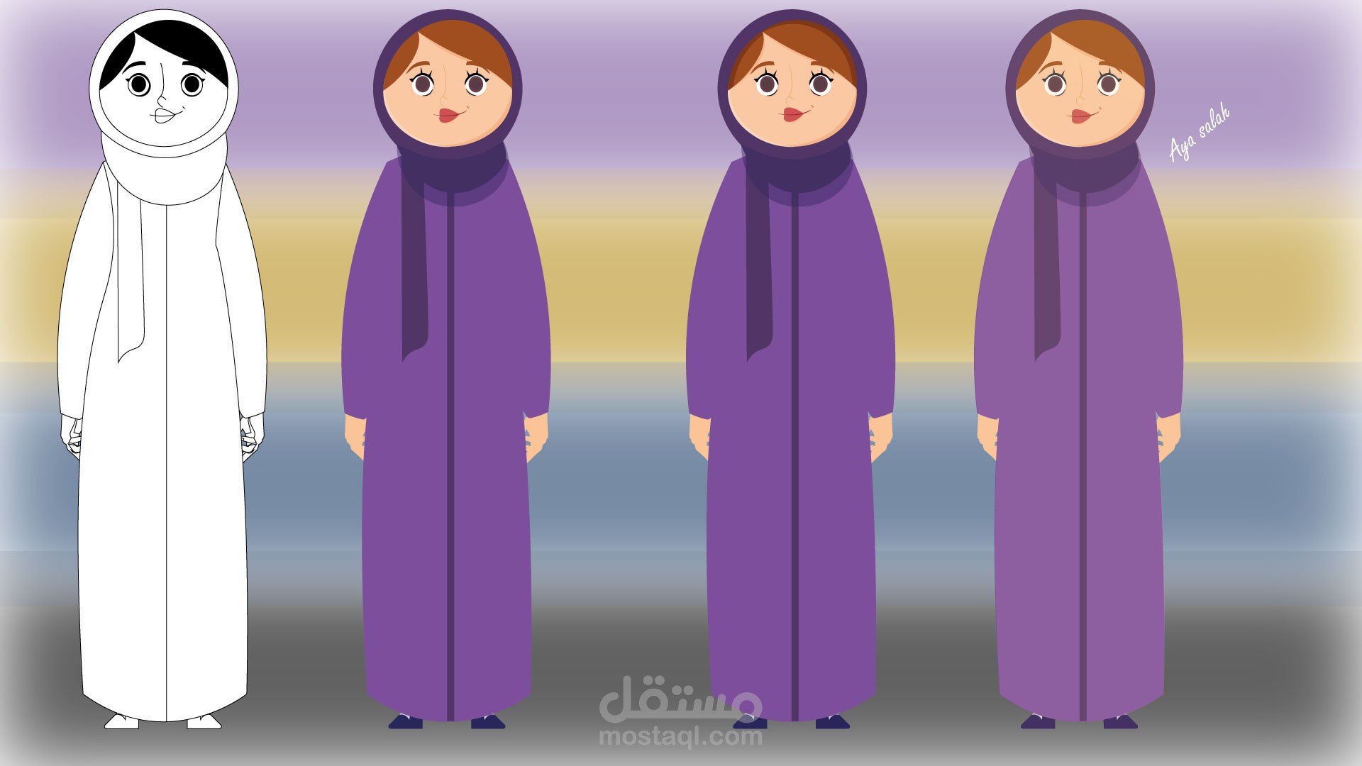 شخصية كرتونية لامراة سعودية جاهزة للتحريك