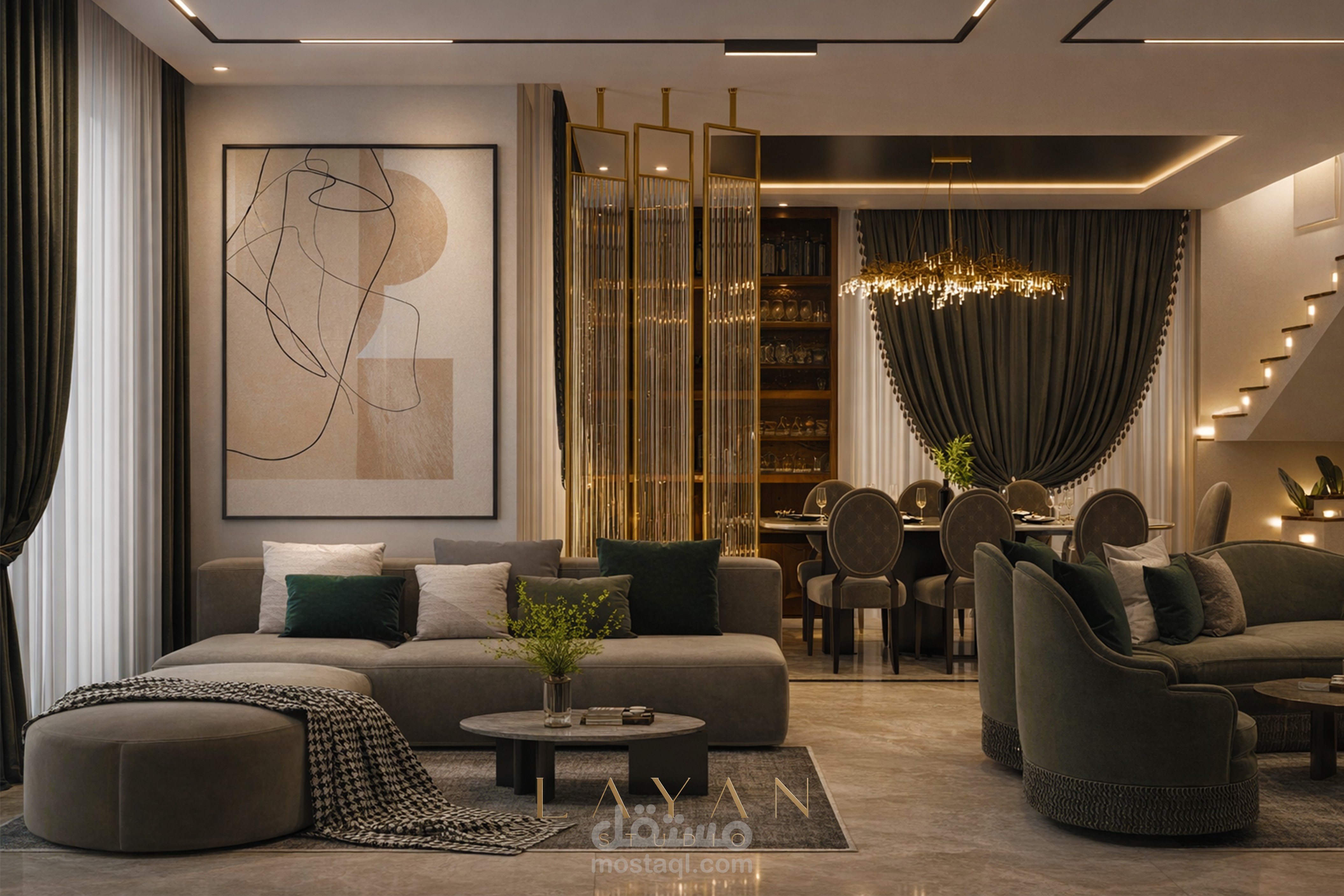 ريسبشن فاخر بتصميم Modern Luxury Minimal