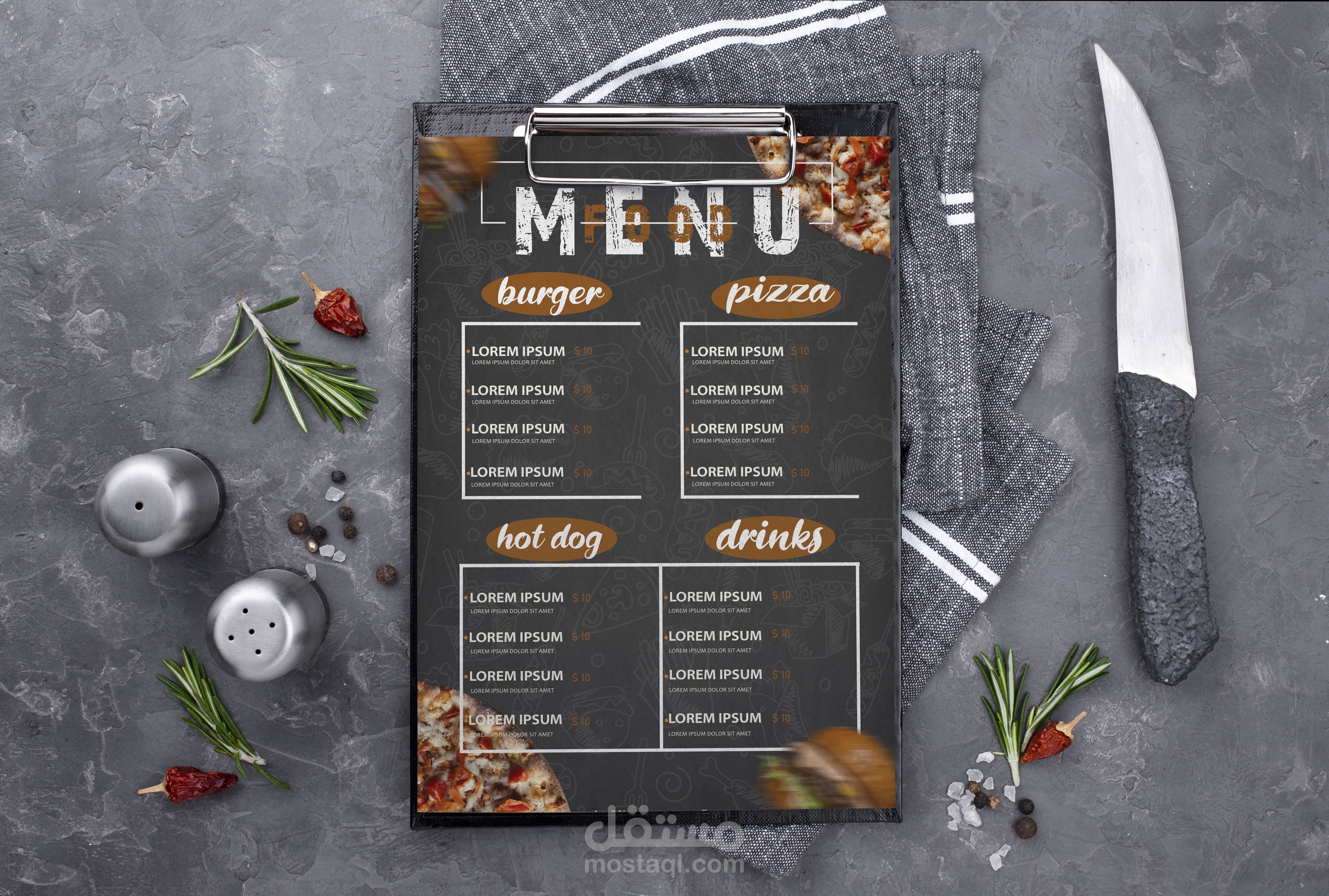 تصاميم مينو مطاعم