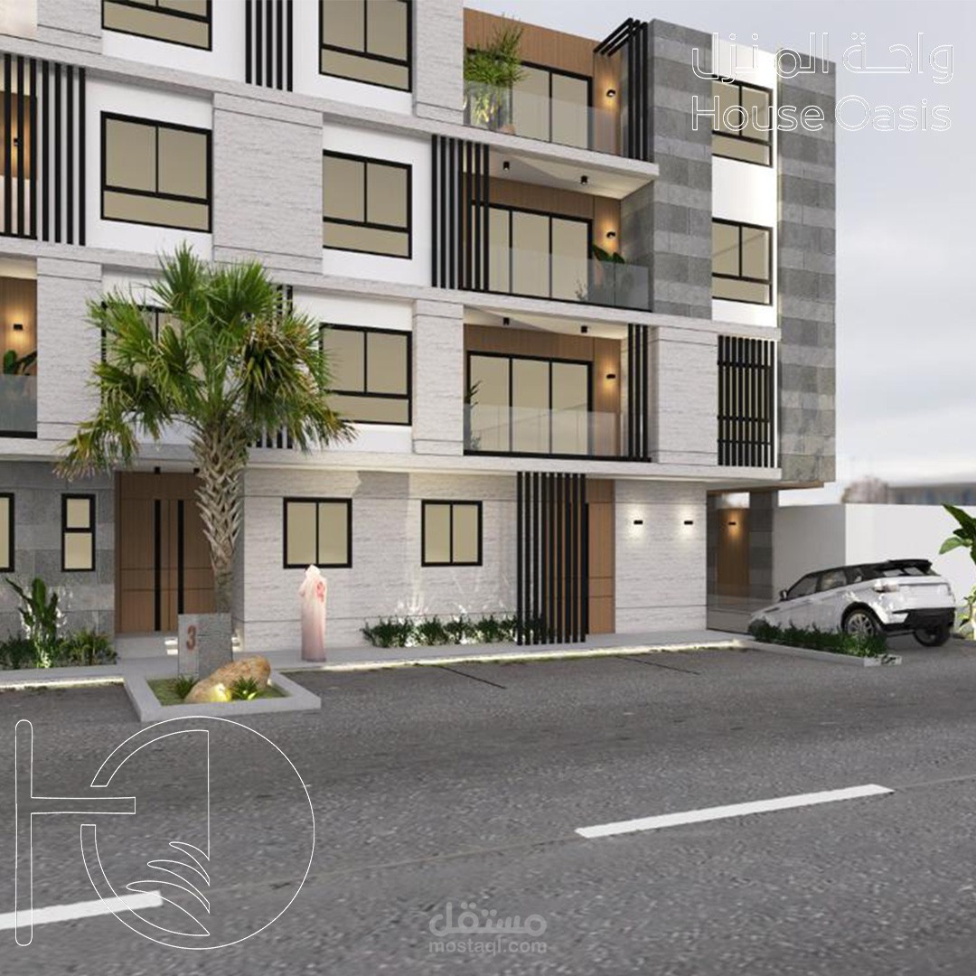 تصميم واجهه لعمارة