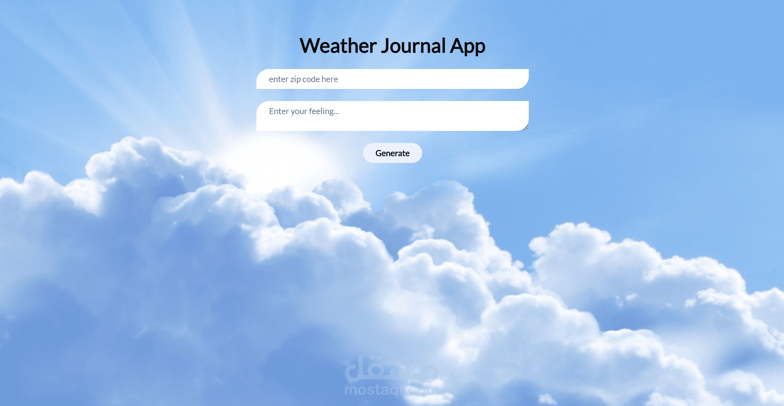 تطبيق سجل الطقس وصفحة هبوط متعددة الأقسام