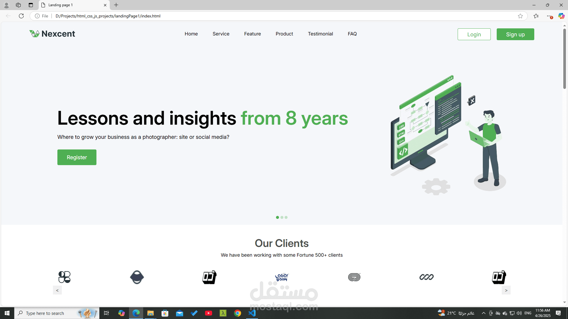 Nexcent Landing page