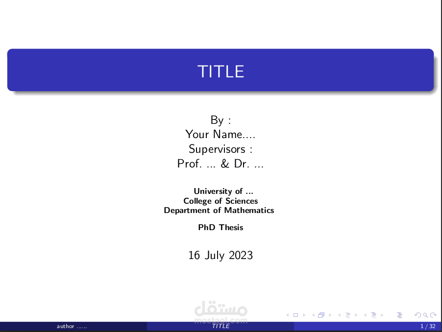 نماذج لعمل عرض بيمر  Beamer presentation