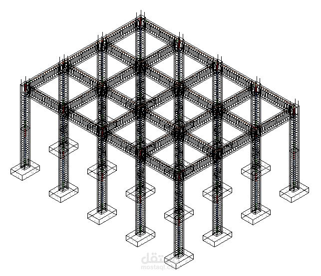نموذج ثلاثي الابعاد لحديد التسليح في السقف
