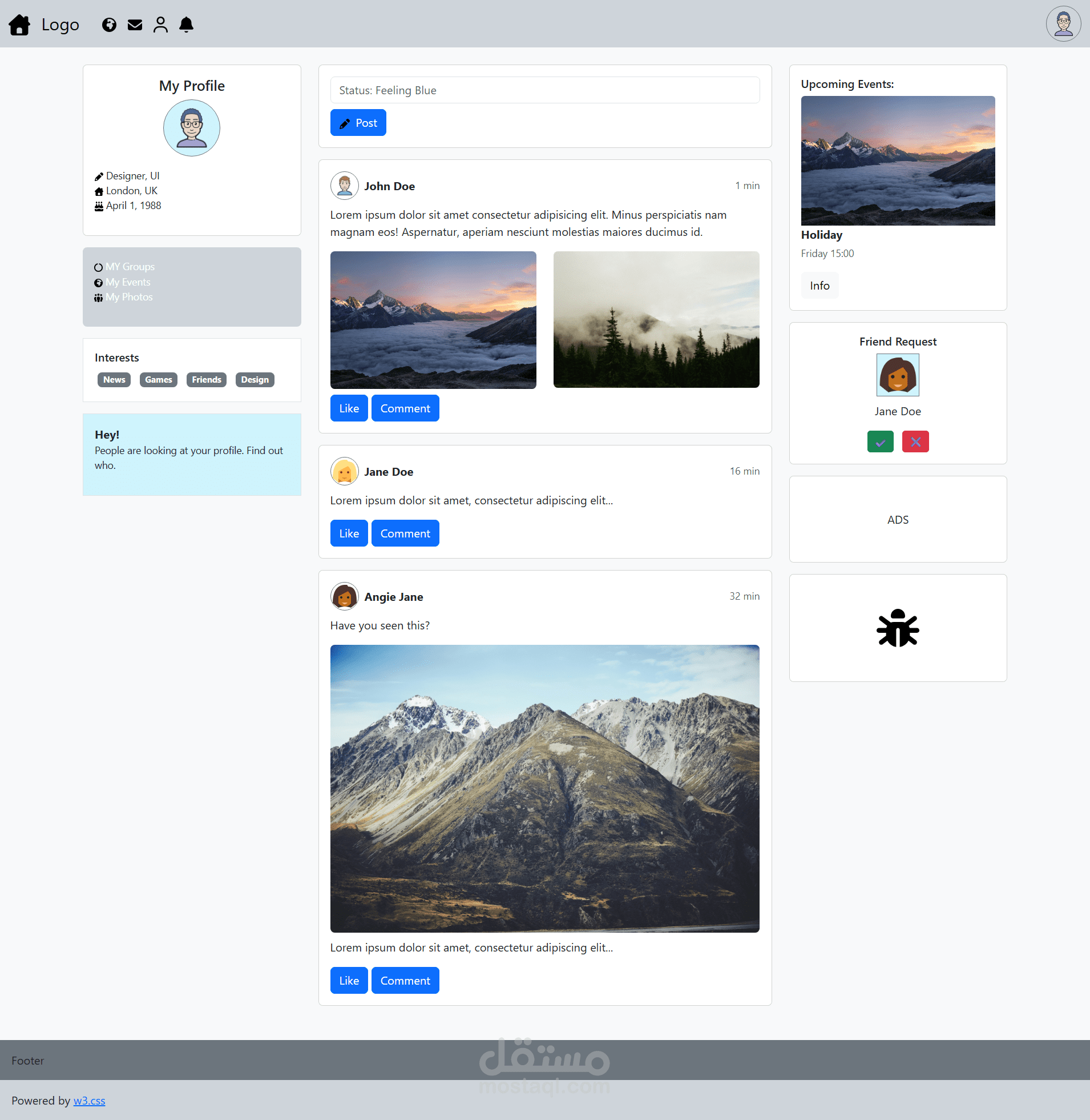 Responsive Social Media Profile Page