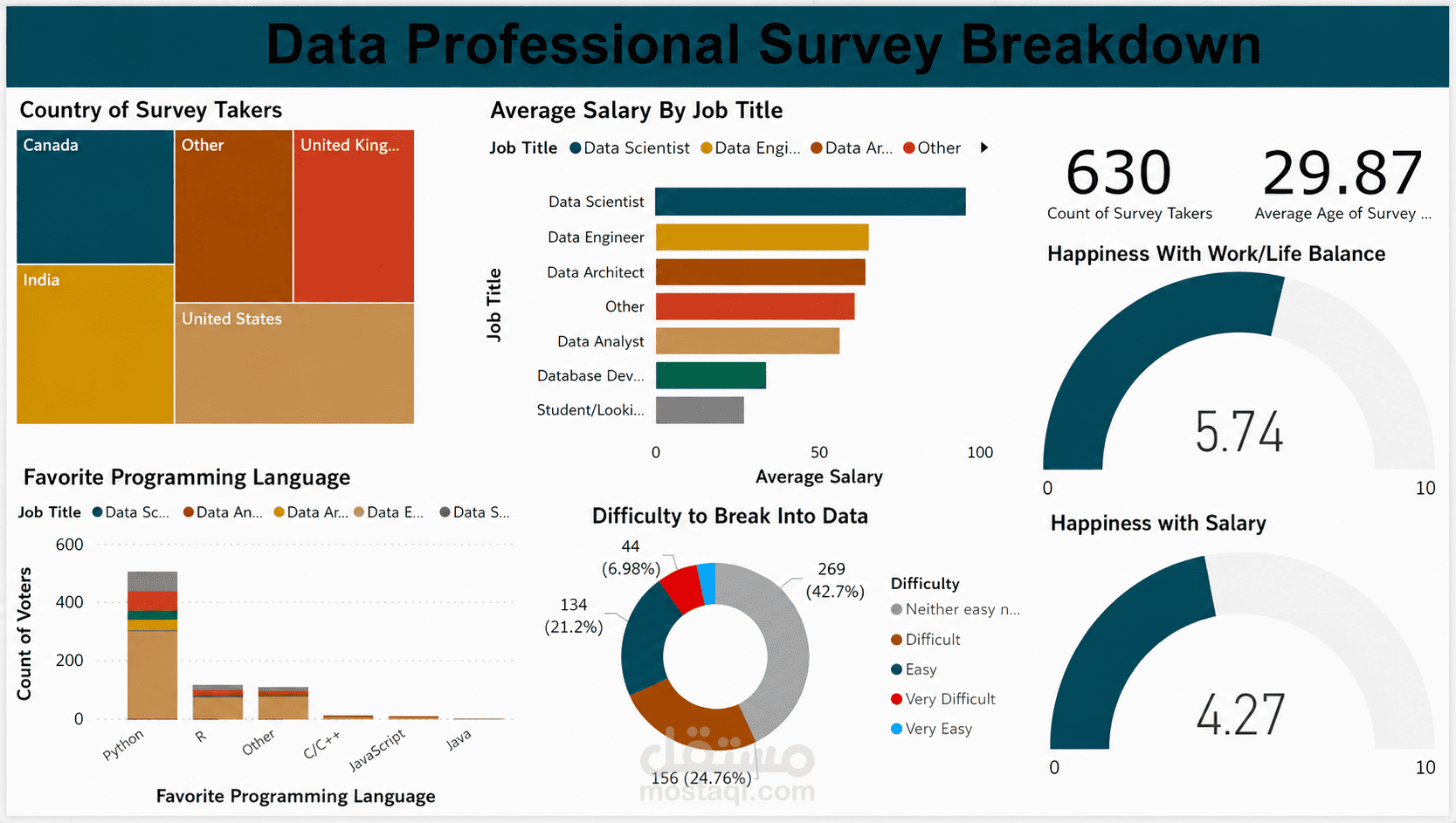 Data Professional Survey Breakdown Dashboard