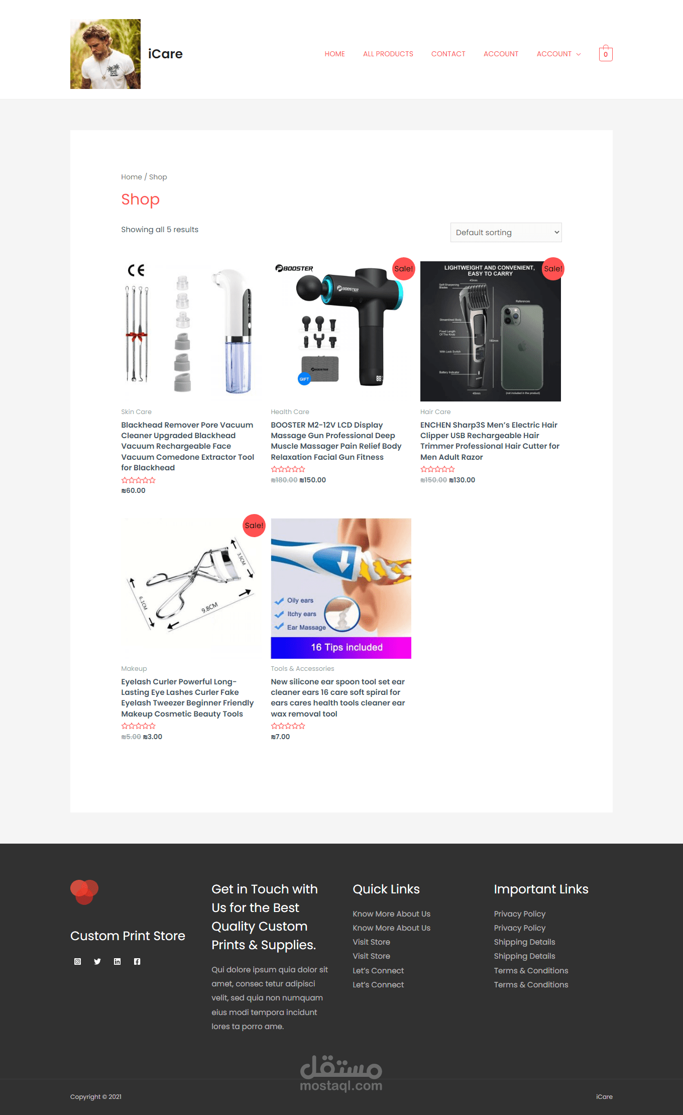 متجر iCare لبيع منتجات العناية بالجسم