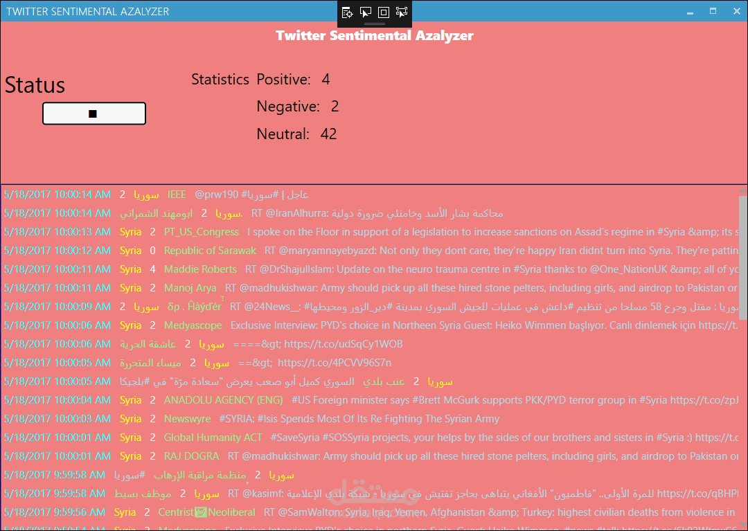 مشروع hadoop map reduce  لتحليل أراء المعلقين على تويتر