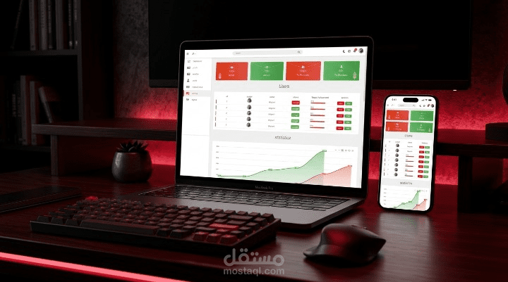 لوحة تحكم إدارة بيانات المستخدمين والإحصائيات التفاعلية