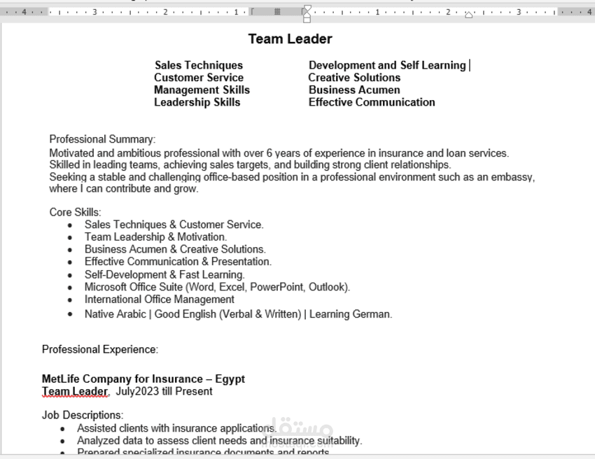 Creating Professional CV