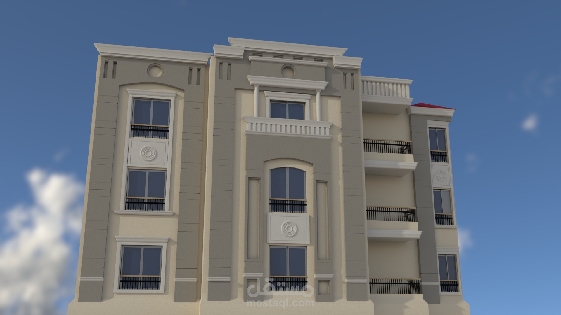 تصميم ثلاثي الأبعاد لمبنى سكني