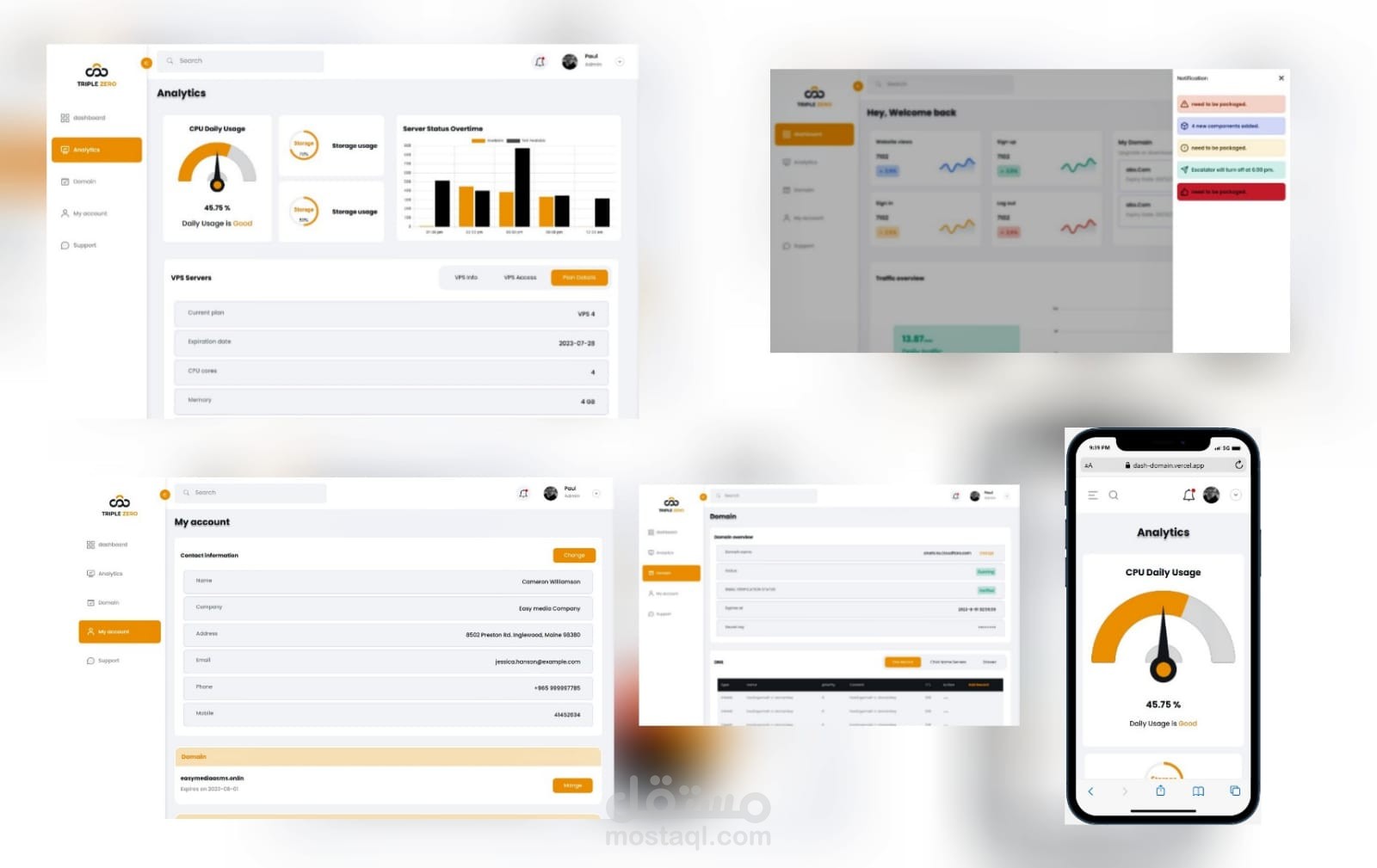 لوحه تحكم استضافه خاص بال user