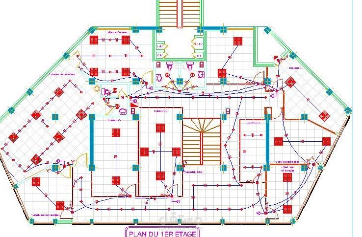 تصميم متكامل  للمخططات الكهربائية للمباني التجارية و الادارية و السكنية