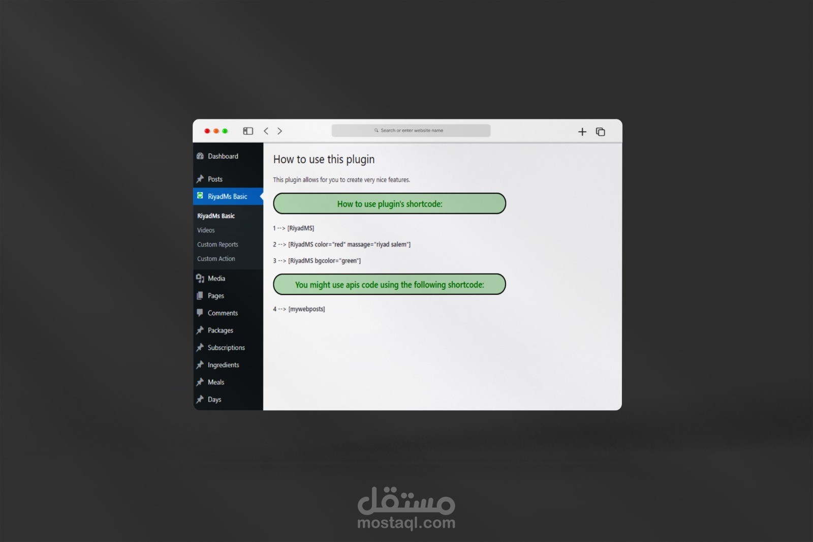 برمجة plugin, shortCode and Remote Data calling by API