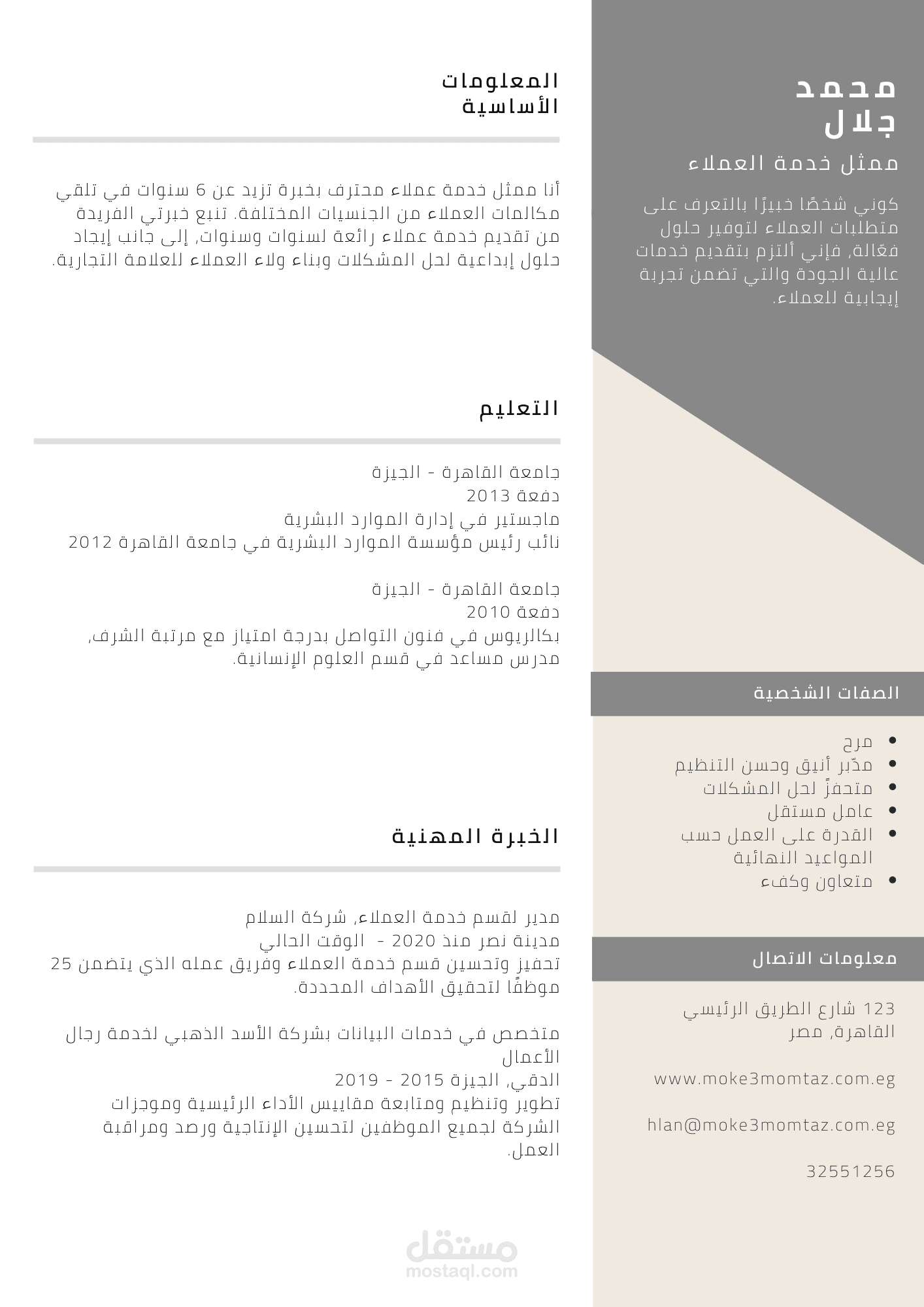 تصميم سيرة ذاتية احترافية cv
