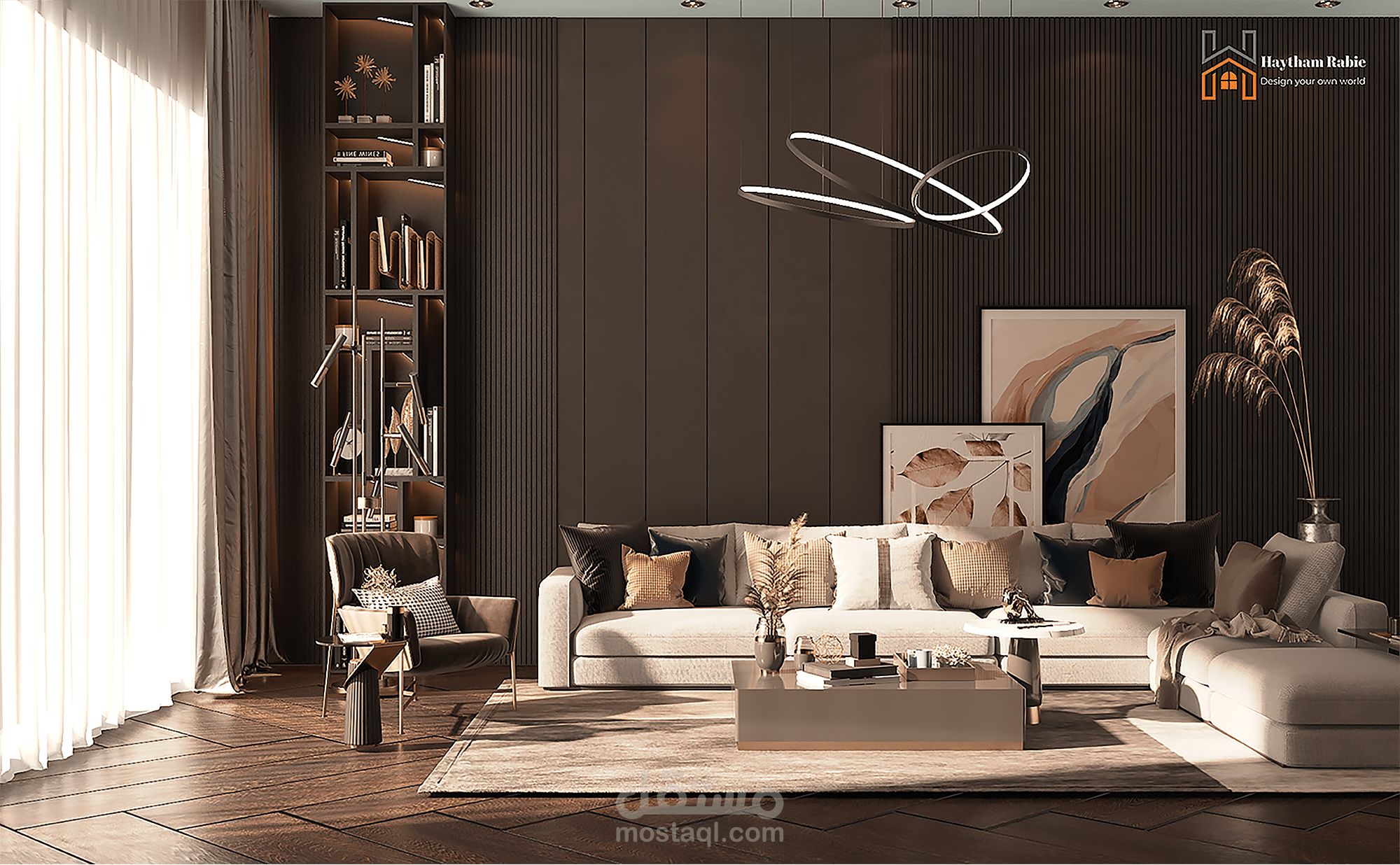 تصميم داخلي لغرفة معيشة وطعام