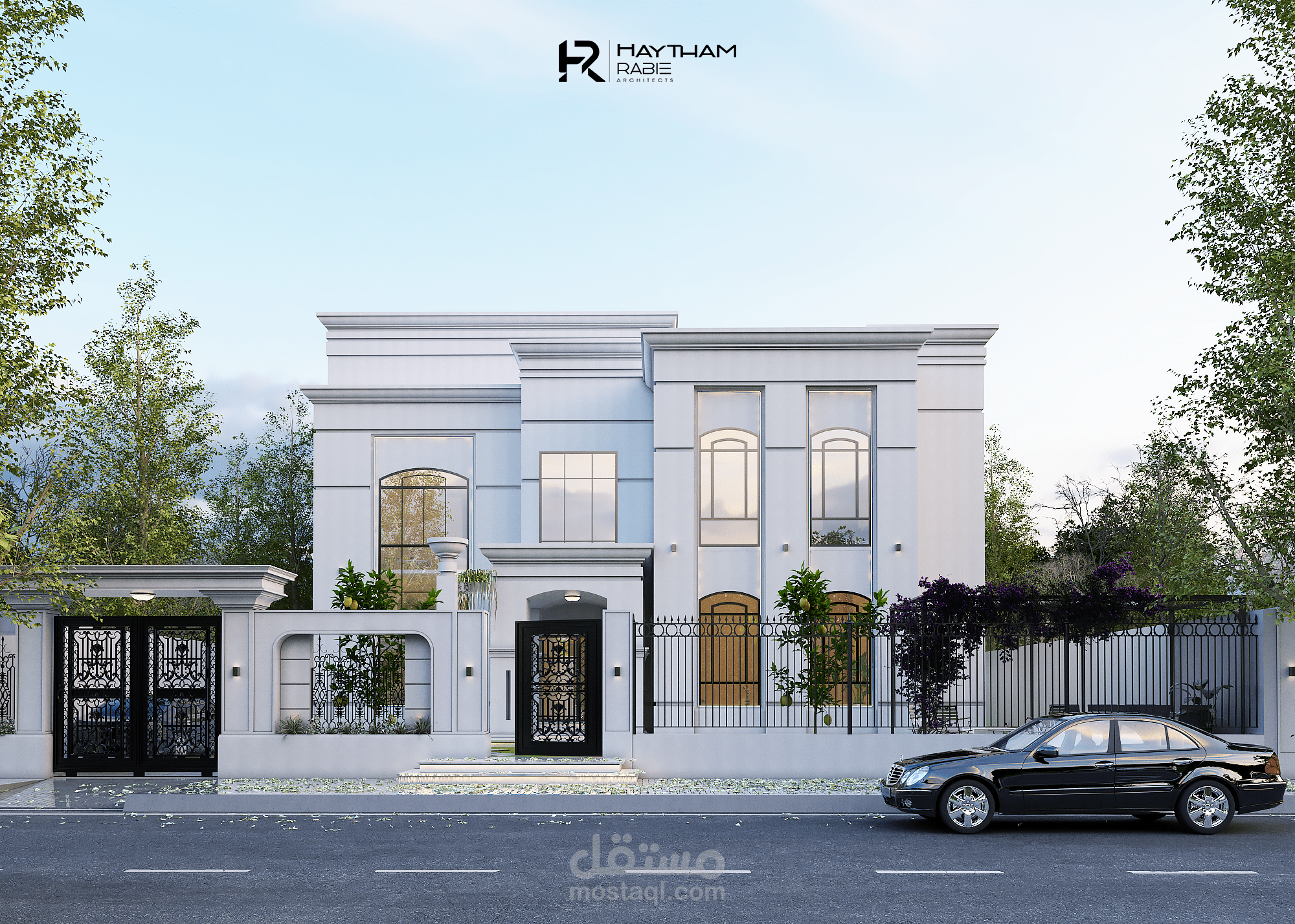 تصميم فيلا كلاسيك مع الحديقة