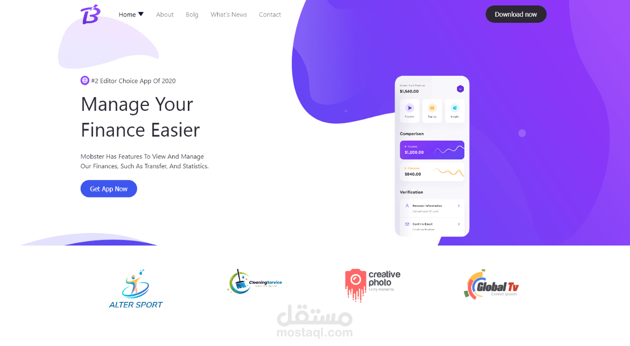 landing page باستخدام CSS Pug.js SASS