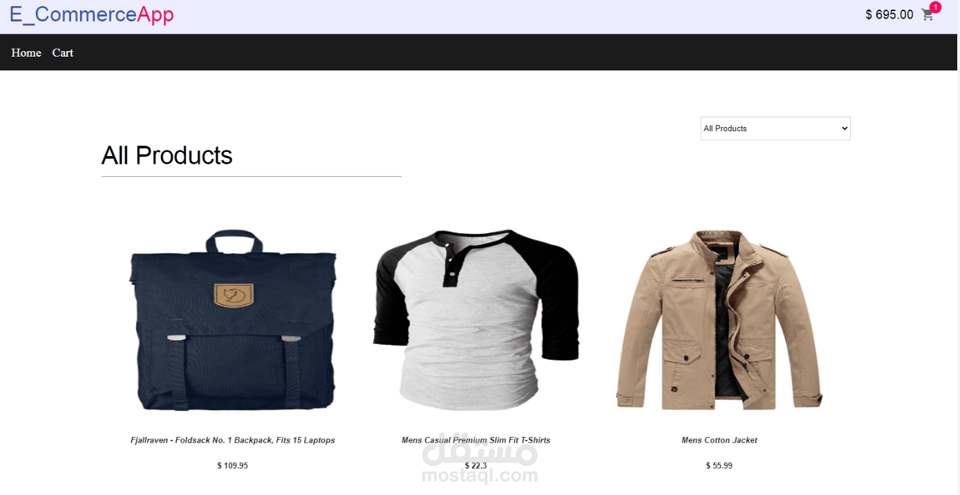 متجر الكتروني بسيط باستخدام رياكت