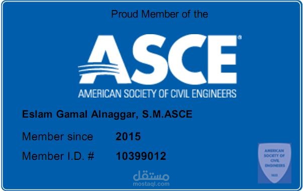 member of American Society OF CIVIL ENGINEERING