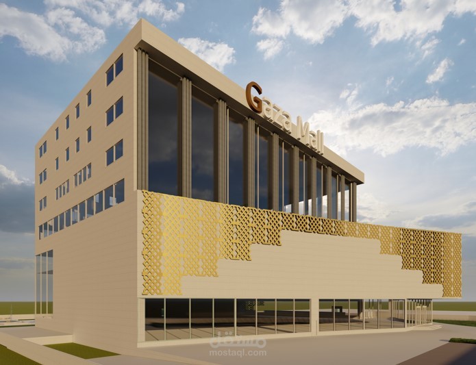 تصميم معماري متكامل لمركز تجاري (Mall) | دراسة وظيفية وواجهات عصرية (High-Tech)