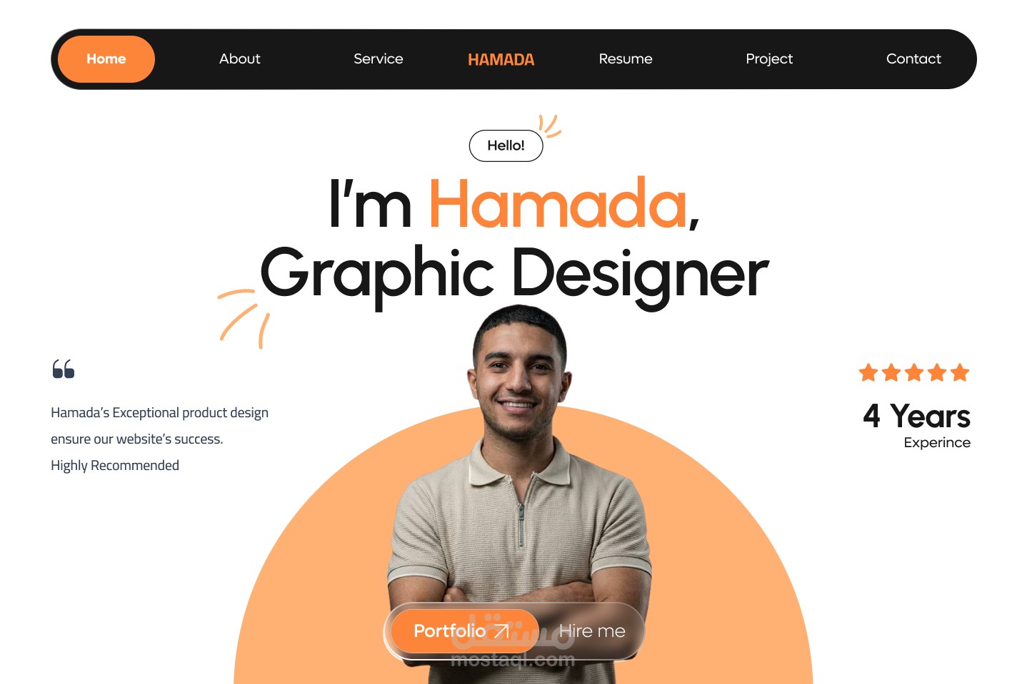 تصميم موقع شخصي لجرافيك ديزاينر