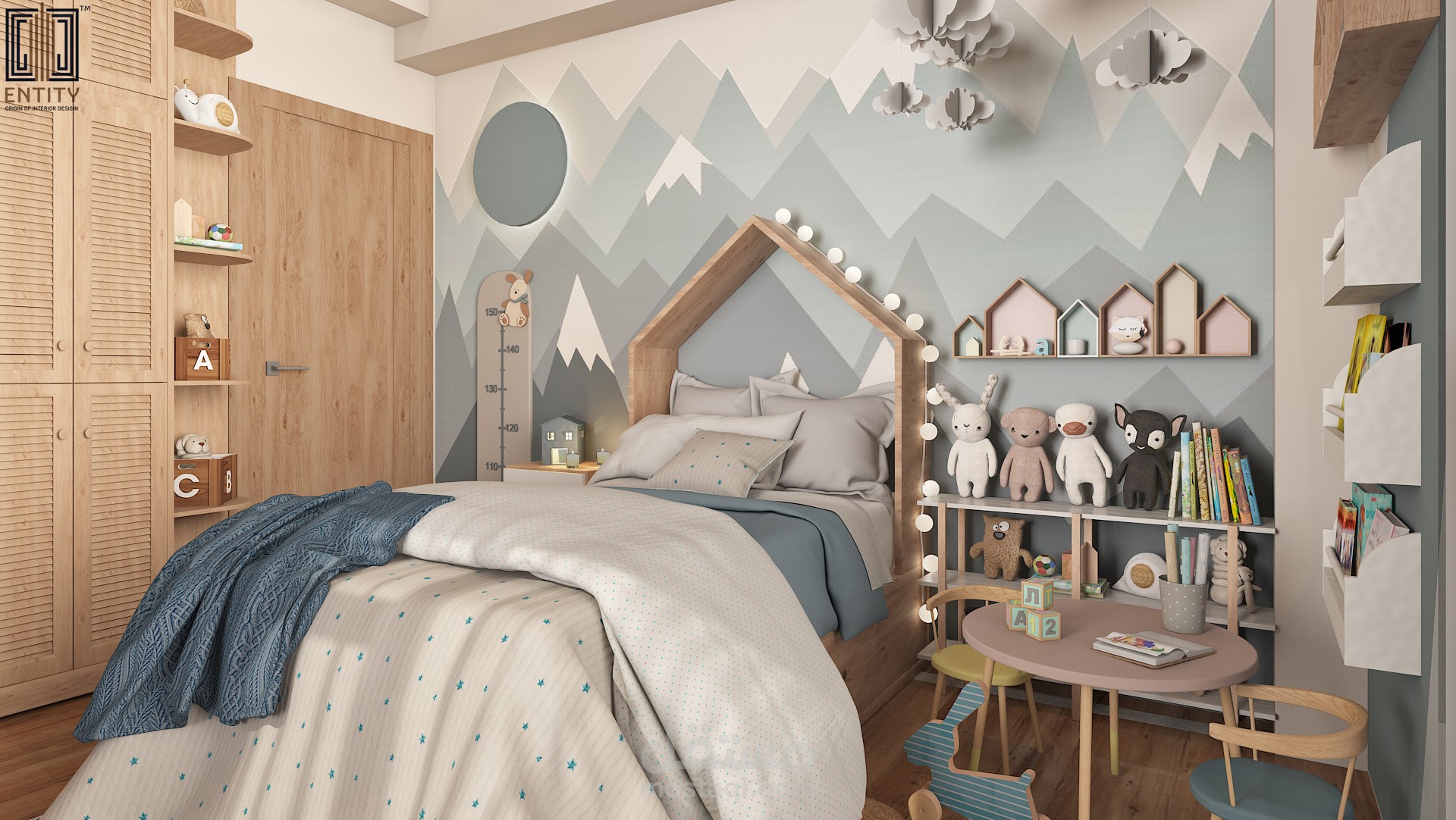غرفة نوم أطفال بتصميم خاص .