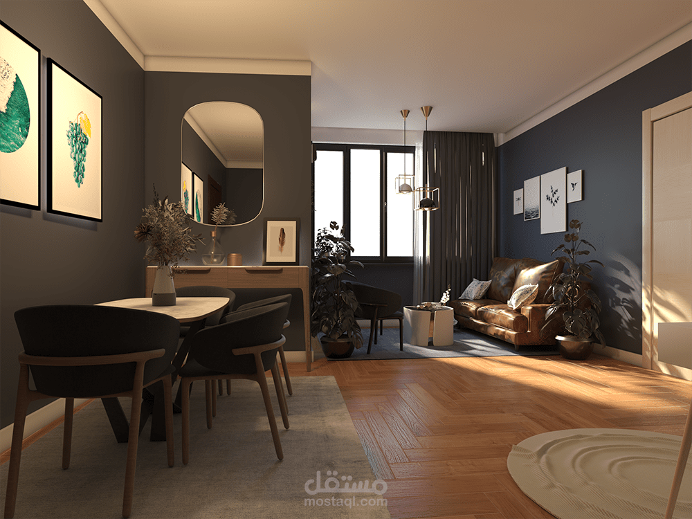 modern reception and dinning room