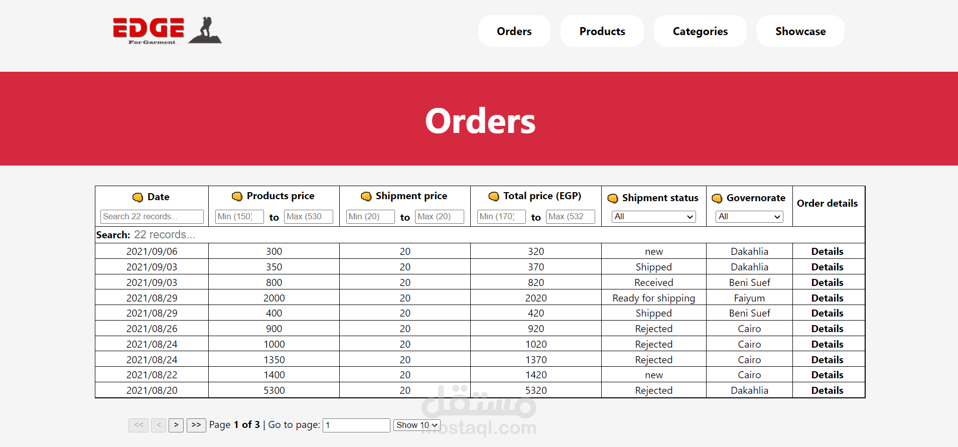Edge admin dashboard