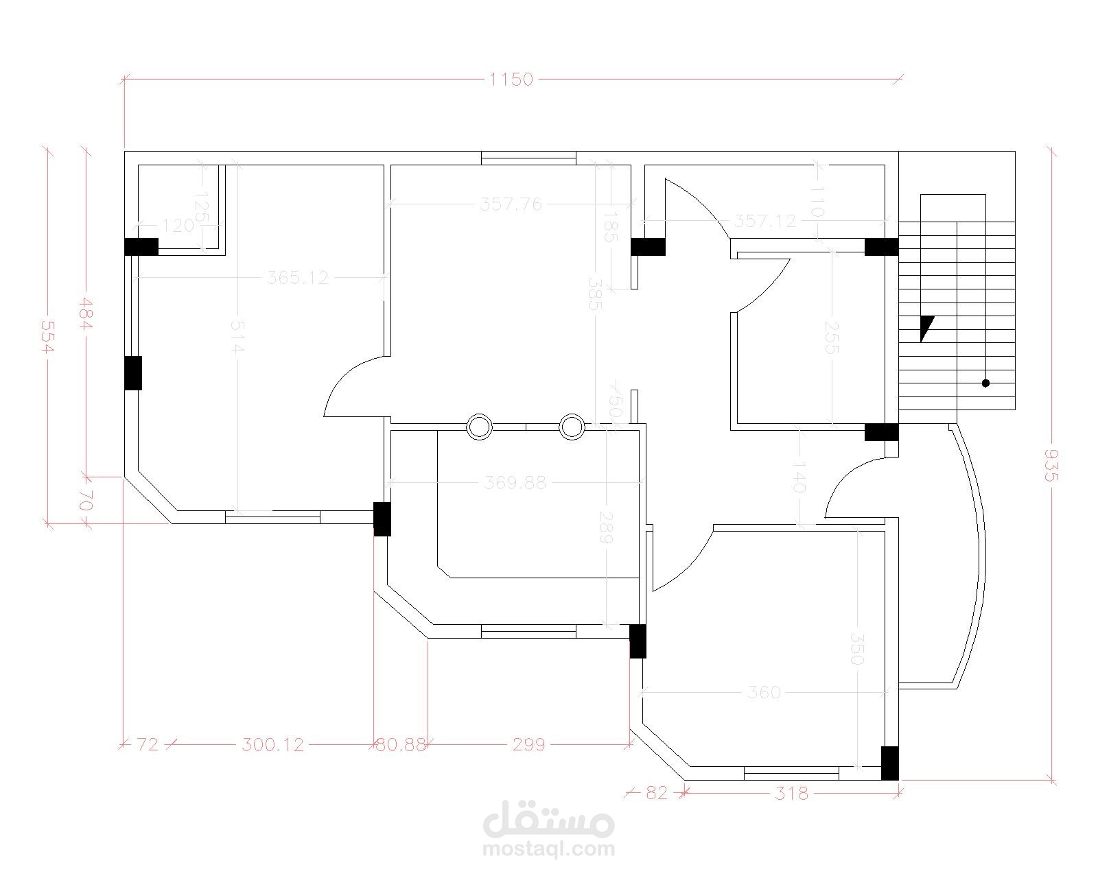 إعادة تصميم منزل سكني بمساحة 100 متر مربع