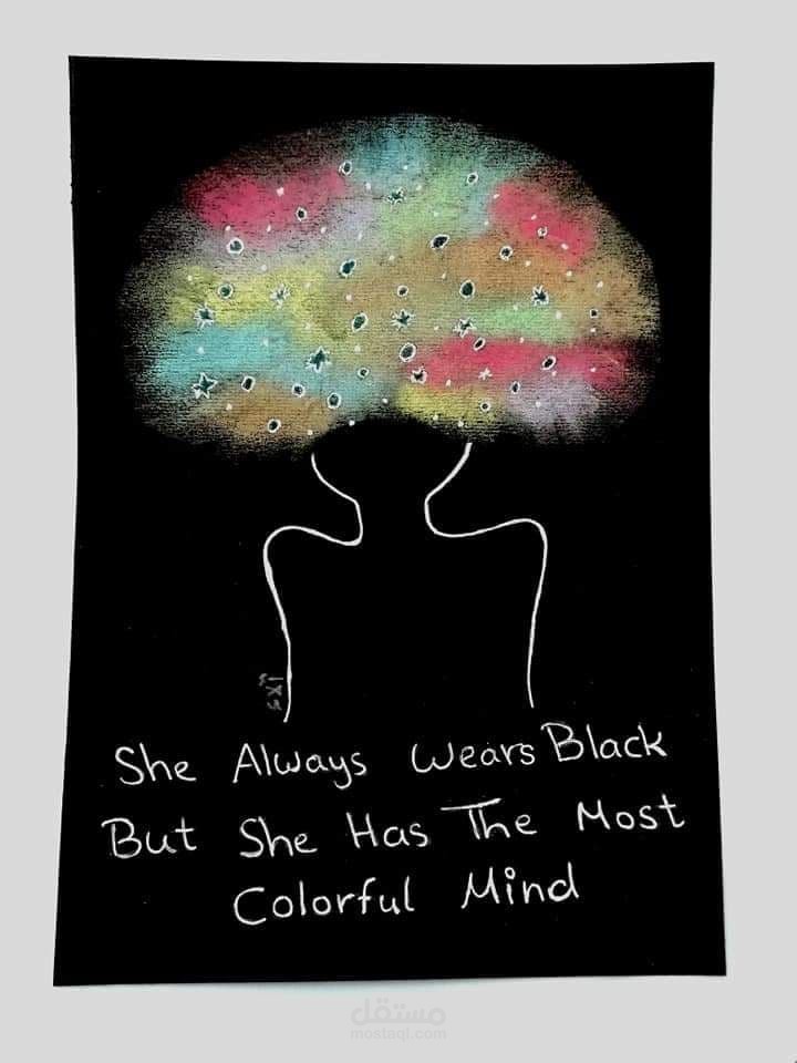 سكتش بالطباشير الملون على ورق كانسون اسود 1