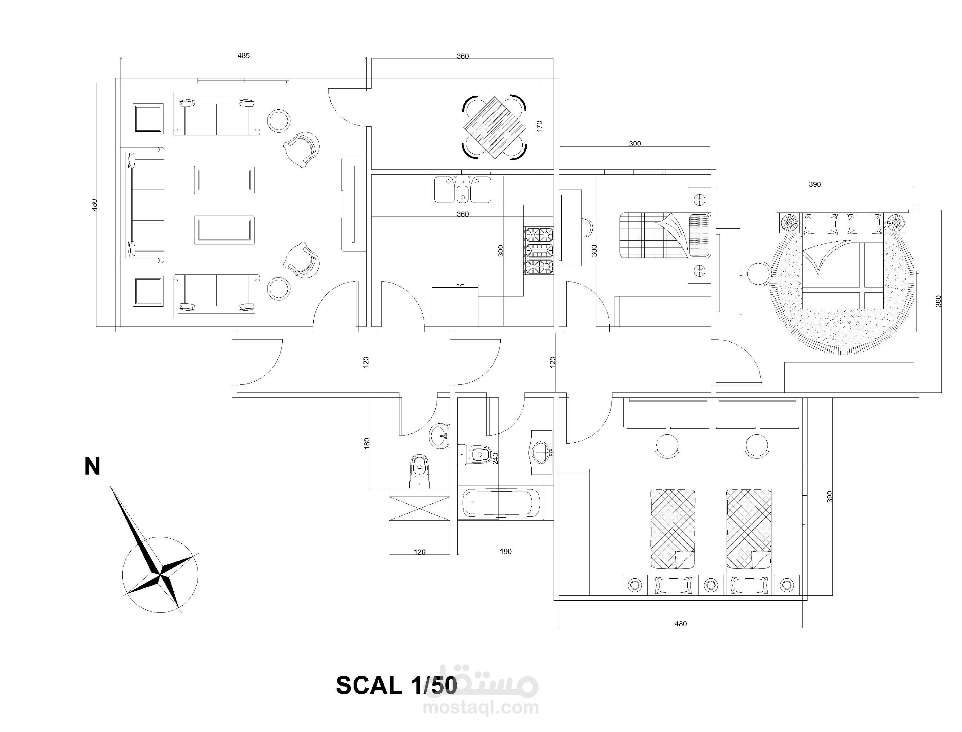 مخططات شقة 2D
