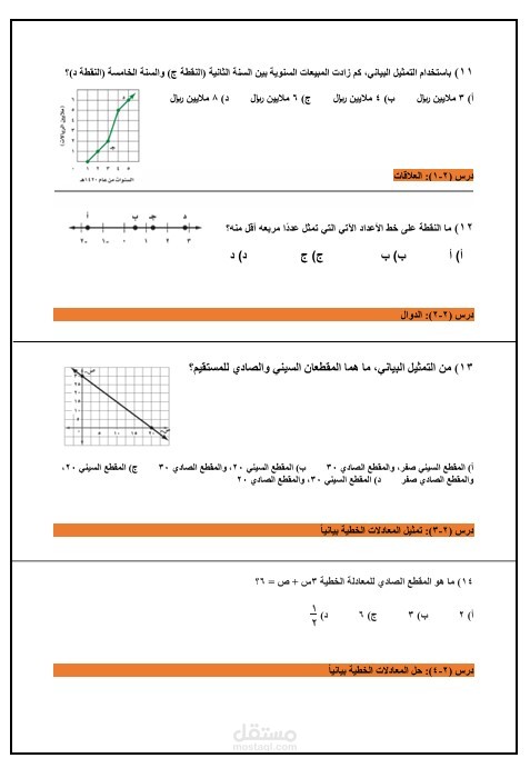 تصميم امتحان رياضيات للصف الثالث المتوسط ( منهج سعودي)