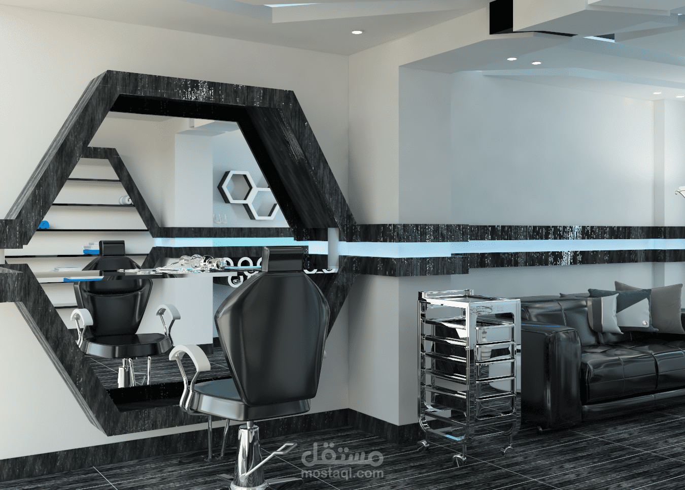 تحسين ديكور مركز حلاقة على الوضع الراهن