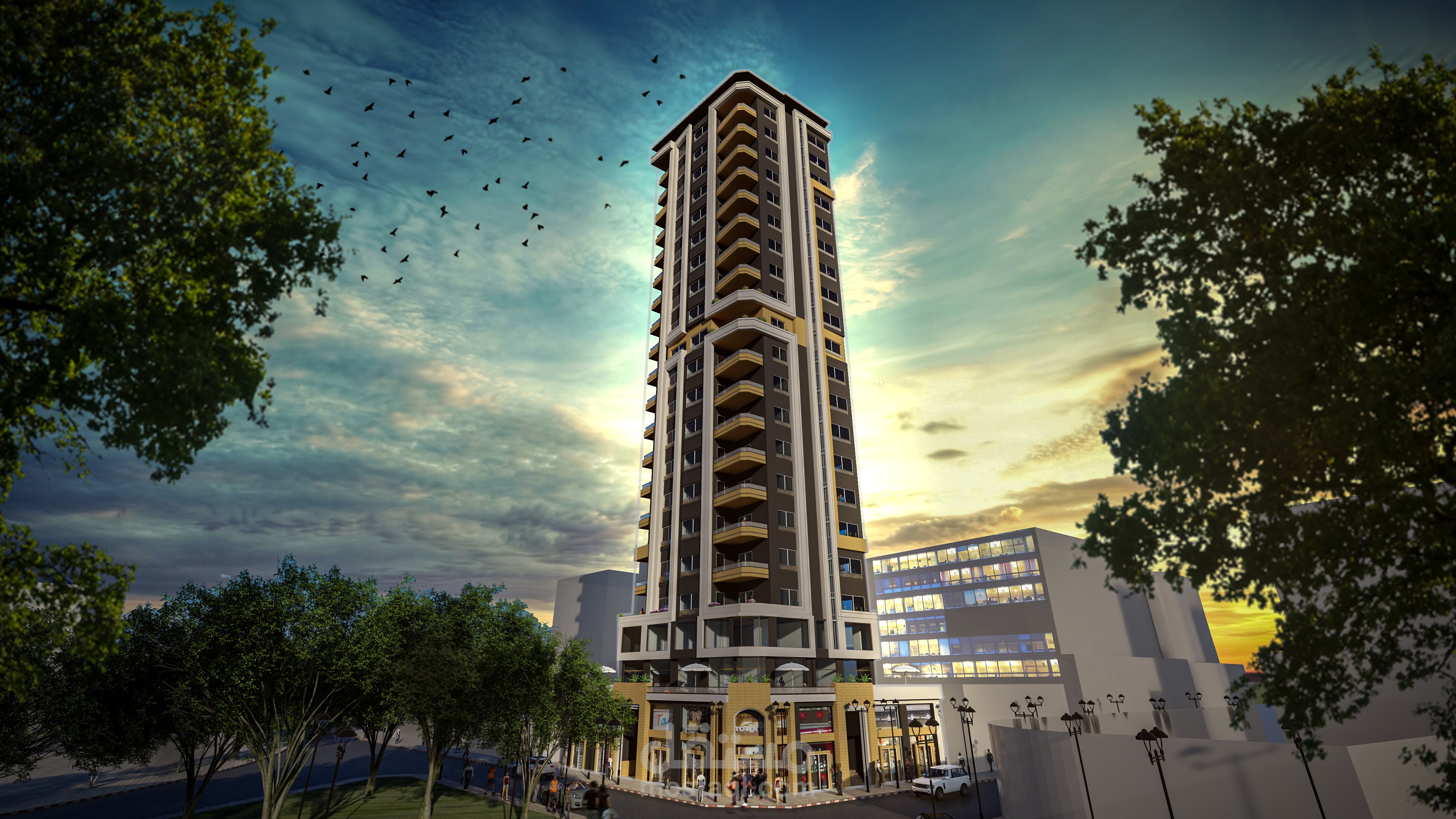 تصميم برج تجاري إداري سكني