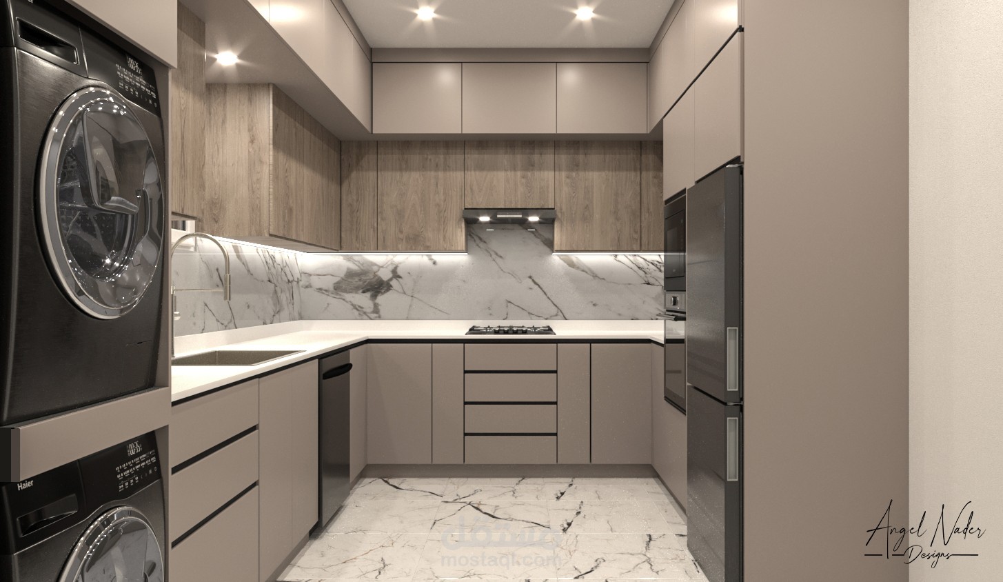 تصميم داخلي لمطبخ مودرن بكومباوند صواري