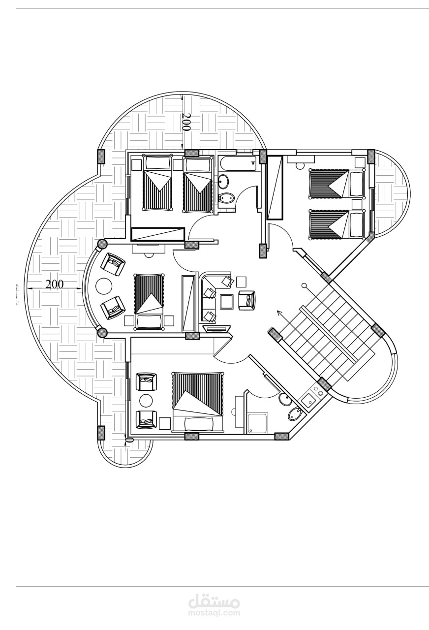 تصميم مخطط معماري 2d ل فيلا من دورين