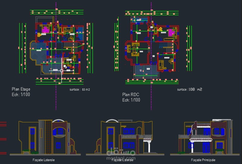 إعداد المخططات الأفقية || فيلا سكنية