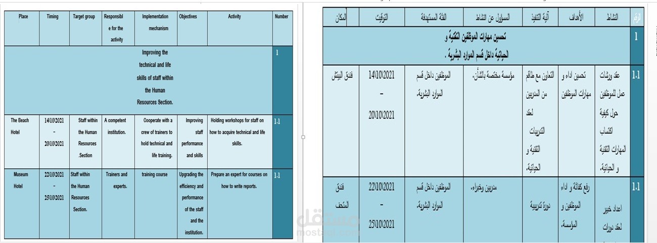 ترجمة يدوية احترافية لخطة عمل بتقنية عالية.