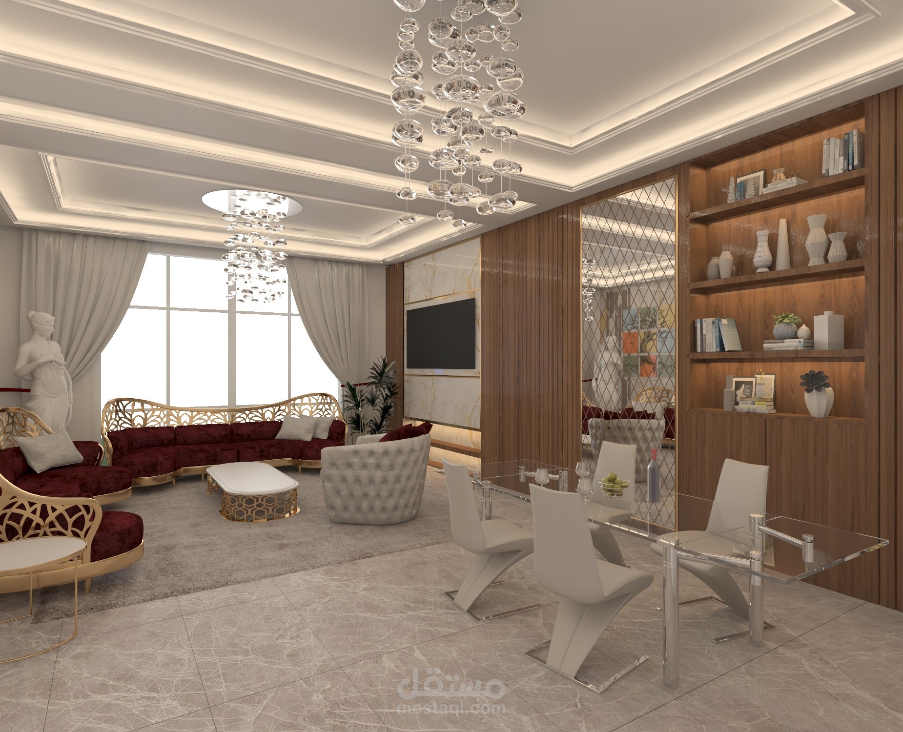 تصميم ديكور داخلي لغرفة معيشة في السعودية