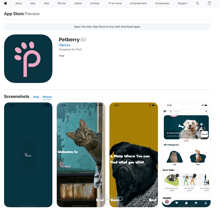 Petberry Mobile App ( E-commerce single vendor app)