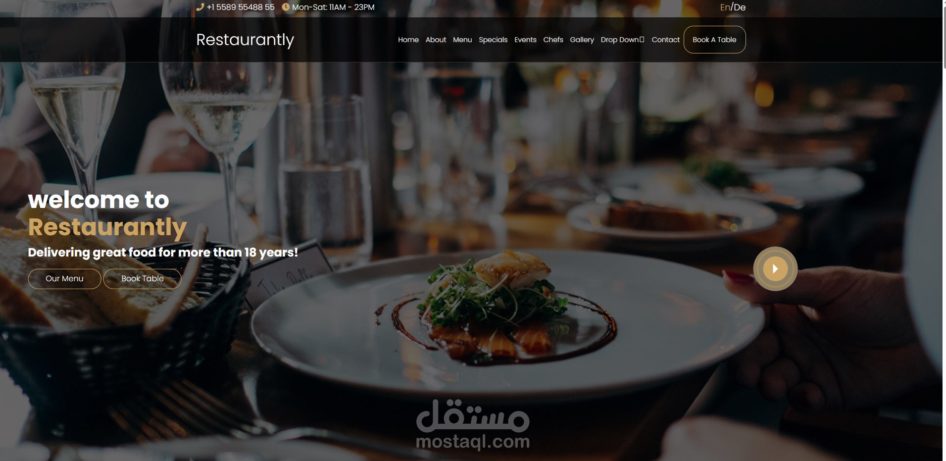 Restaurant One Page Template