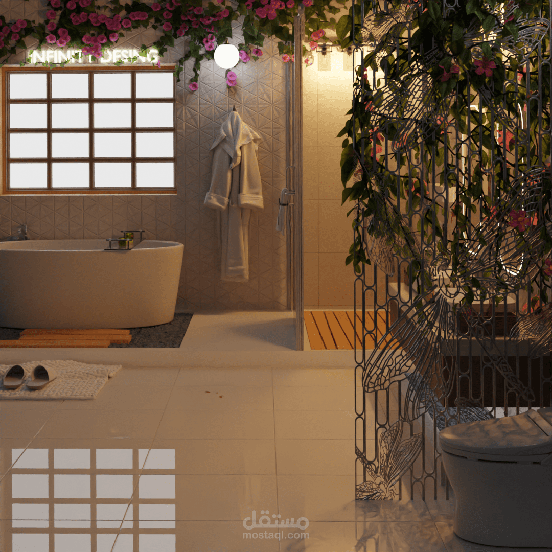 تصميم داخلي لحمام مصغر