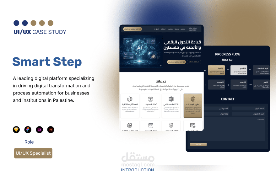 تصميم صفحة هبوط مبتكرة تعتمد على الذكاء الاصطناعي (Smart Step) - دراسة حالة UI/UX