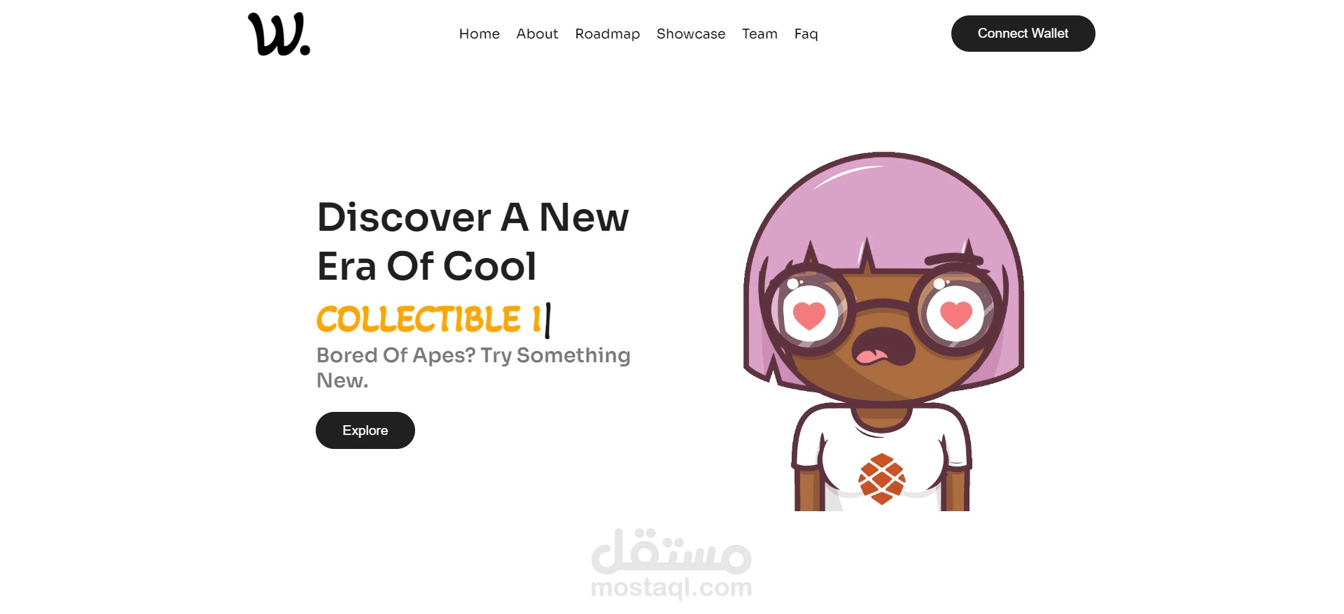 NFT Collection Website Landing page with React-JS صفحه هبوط لموقع شراء NFTS