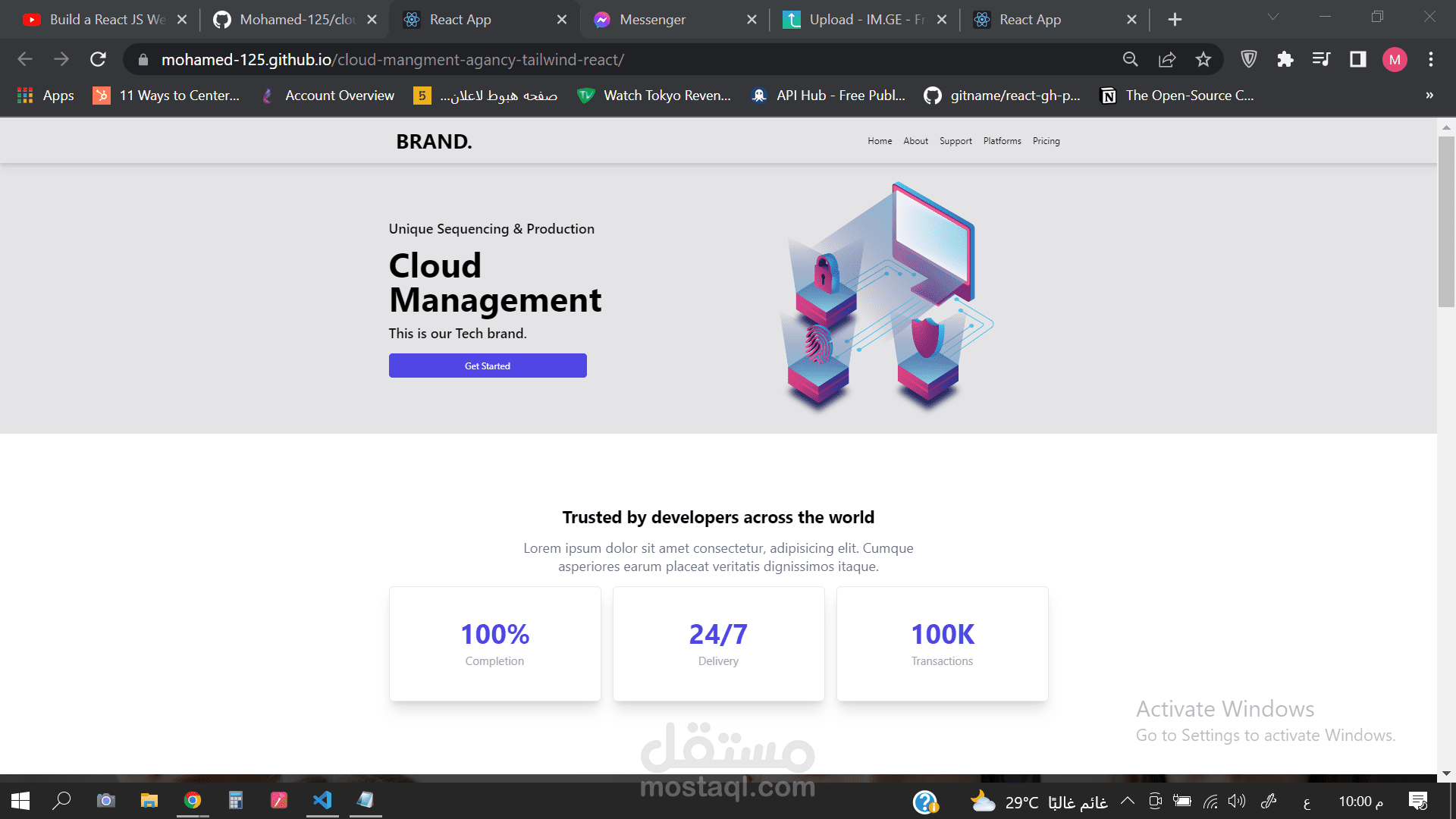 tailwind cloud management landing page